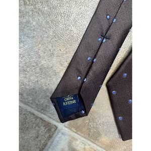 Eagle Shirtmakers Mens Brown Light Blue Polka Dot Silk Blend Necktie RN121148